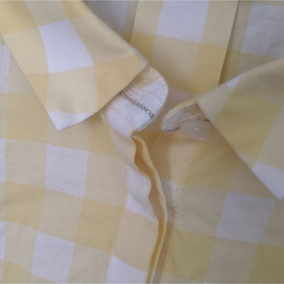 Women's Lafayette 148 Yellow Gingham Tank Button Up Small Cotton Spandex - Picture 8 of 9
